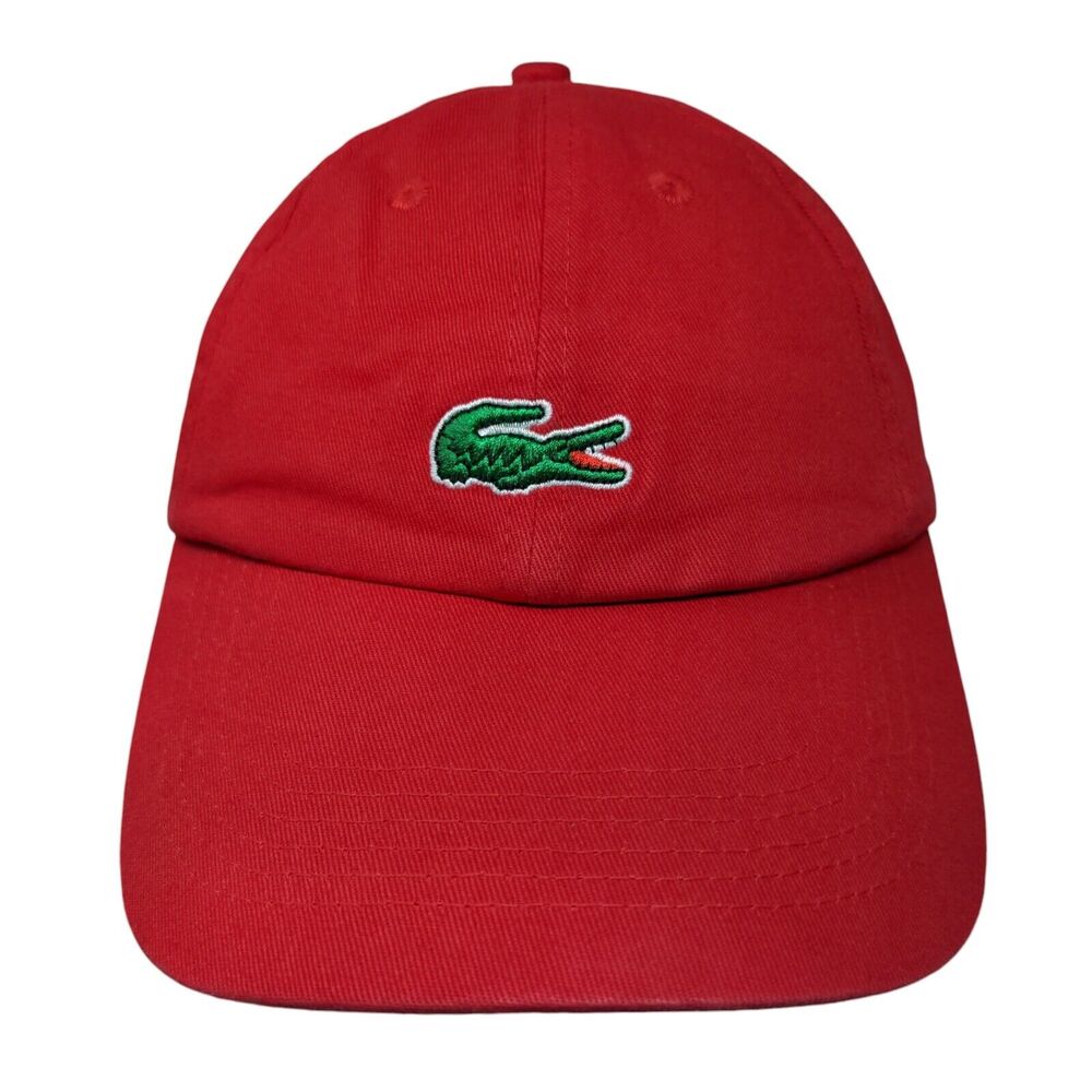 Lacoste Slideback Hat Red One Size Embroidered Adjustable 6 Panel